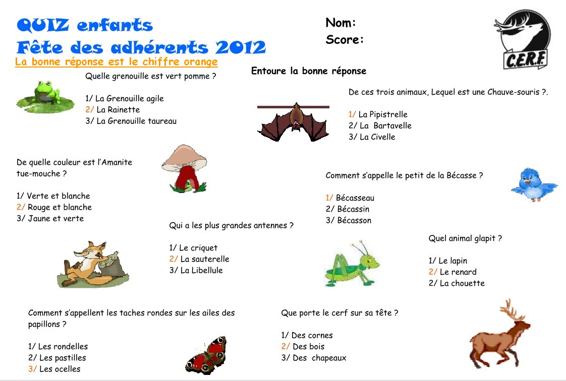 Quiz enfants 2012
